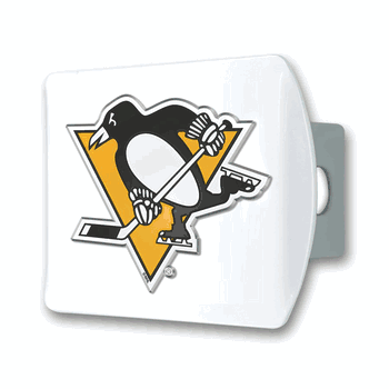 Pittsburgh Penguins White Metal Hitch Cover with  3D Color Emblem