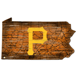 Pittsburgh Pirates 24in. Distressed State w/Logo Sign