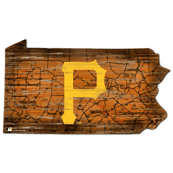 Pittsburgh Pirates 24in. Distressed State w/Logo Sign