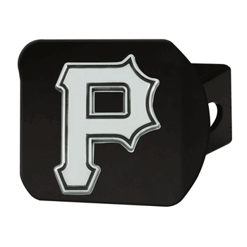 Pittsburgh Pirates Black Metal Hitch Cover with Metal Chrome 3D Emblem
