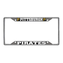 Pittsburgh Pirates Chrome Metal License Plate Frame, 6.25in x 12.25in