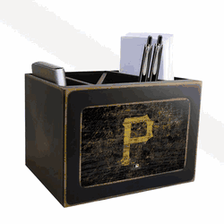 Pittsburgh Pirates Distressed Desktop Organizer w/Team Color