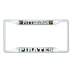 Pittsburgh Pirates White Metal License Plate Frame - 6.25"x12.25"
