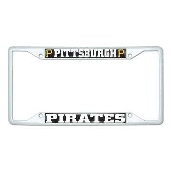 Pittsburgh Pirates White Metal License Plate Frame - 6.25