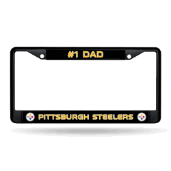 Pittsburgh Steelers #1 Dad Black Chrome Frame with Decal Inserts 12" x 6" Car/Truck Auto Accessory