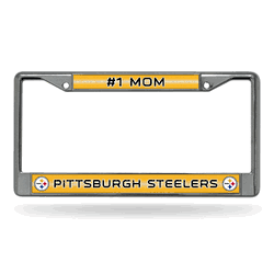 Pittsburgh Steelers #1 Mom 12" x 6" Silver Bling Chrome Car/Truck/SUV Auto Accessory