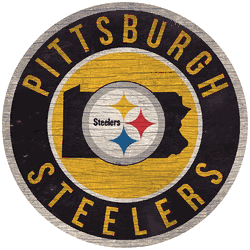 Pittsburgh Steelers 12 in. Circle w/ State Sign