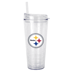 Pittsburgh Steelers 22oz Flipside Dbl Wall Clear Tumbler