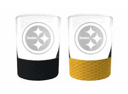 Pittsburgh Steelers 2pc Laser Etched Commissioner Rocks Glass Set