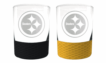 Pittsburgh Steelers 2pc Laser Etched Commissioner Rocks Glass Set