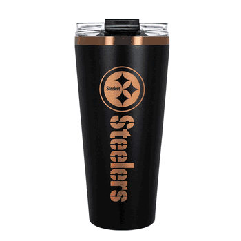 Pittsburgh Steelers 32oz Black and Copper Big Slim with Straw