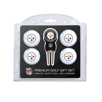 Pittsburgh Steelers 4 Ball Gift Set + Divot Tool & Marker