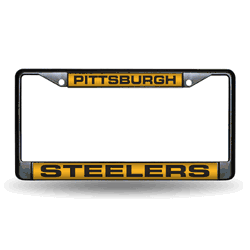 Pittsburgh Steelers Black 12" x 6" Black Laser Cut Chrome Frame