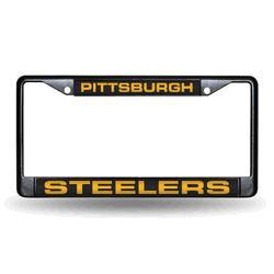 Pittsburgh Steelers Black 12" x 6" Black Laser Cut Chrome Frame