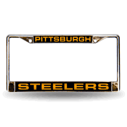 Pittsburgh Steelers Black 12" x 6" Laser Cut Chrome Frame