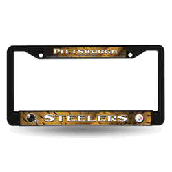 Pittsburgh Steelers  Black Chrome Frame with Decal Inserts 12" x 6" Car/Truck Auto Accessory