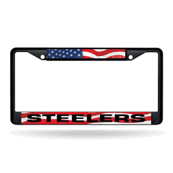 Pittsburgh Steelers  Black Chrome Frame with Decal Inserts 12" x 6" Car/Truck Auto Accessory