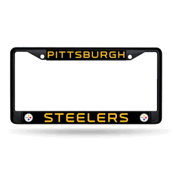 Pittsburgh Steelers  Black Chrome Frame with Plastic Inserts 12" x 6" Car/Truck Auto Accessory