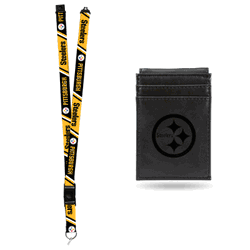 Pittsburgh Steelers Black Front Pocket Wallet Set