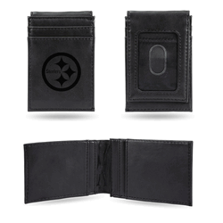 Pittsburgh Steelers Black Laser Engraved Front Pocket Wallet