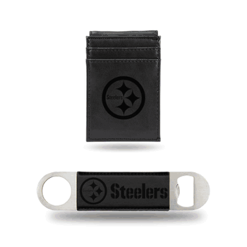 Pittsburgh Steelers Black Laser Engraved Front Pocket Wallet & Bar Blade