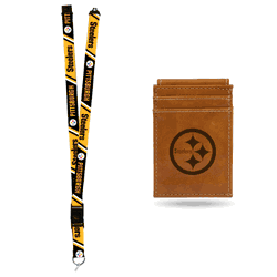Pittsburgh Steelers Brown Front Pocket Wallet Set