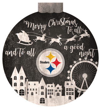 Pittsburgh Steelers Christmas Village 12in Wall Art