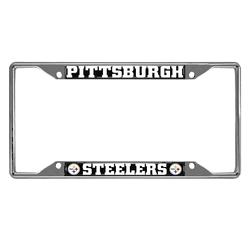 Pittsburgh Steelers Chrome Metal License Plate Frame, 6.25in x 12.25in