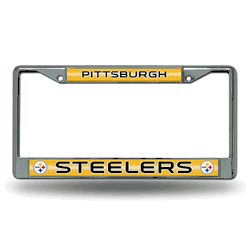 Pittsburgh Steelers Classic 12" x 6" Silver Bling Chrome Car/Truck/SUV Auto Accessory