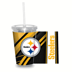 Pittsburgh Steelers Clear Tumbler W/Straw