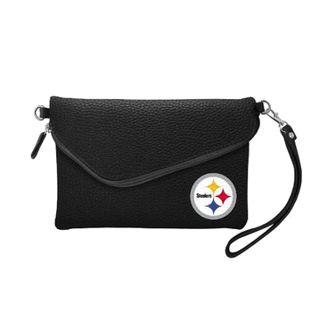 Pittsburgh Steelers Fold Over Crossbody Pebble Black