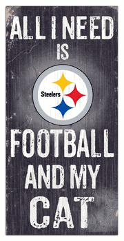 Pittsburgh Steelers Football and My Cat 6x12 Sign
