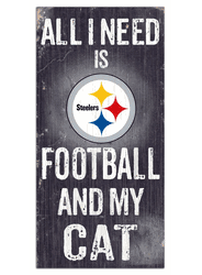 Pittsburgh Steelers Football and My Cat 6x12 Sign