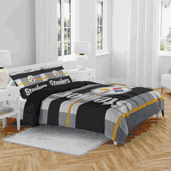 Pittsburgh Steelers Heather Stripe 3 PC Full/Queen Bed in a Bag (S)
