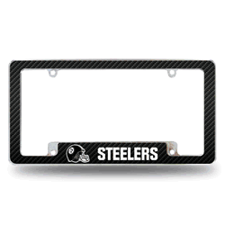 Pittsburgh Steelers Helmet Logo 12" x 6" Chrome All Over Automotive License Plate Frame for Car/Truck/SUV