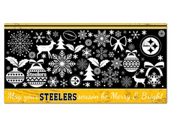 Pittsburgh Steelers Merry and Bright 6x12 Sign