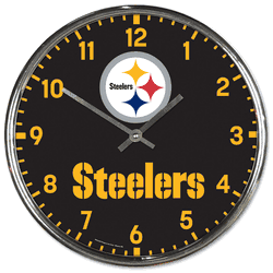 Pittsburgh Steelers Round Chrome Wall Clock