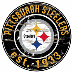 Pittsburgh Steelers Round Distressed Sign