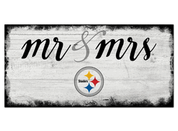 Pittsburgh Steelers Script Mr & Mrs 6x12 Sign
