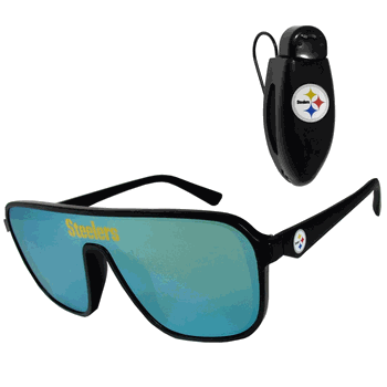 Pittsburgh Steelers Shield Sunglasses with Visor Clip