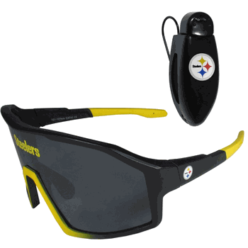 Pittsburgh Steelers Shield Sunglasses with Visor Clip