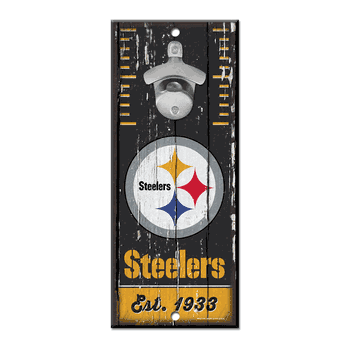 Pittsburgh Steelers Sign Wood 5x11 Bottle Opener