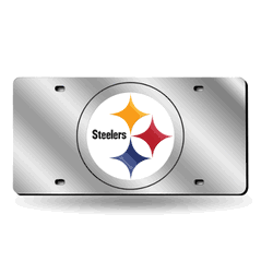 Pittsburgh Steelers Silver 12" x 6" Silver Laser Cut Tag For Car/Truck/SUV