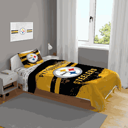 Pittsburgh Steelers Slanted Stripe 4 PC Twin Bed in a Bag