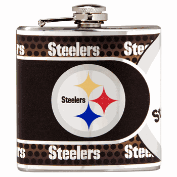 Pittsburgh Steelers Stainless Steel 6 oz. Flask with Metallic Graphics