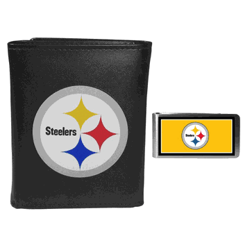 Pittsburgh Steelers Tri-fold Wallet & Color Money Clip