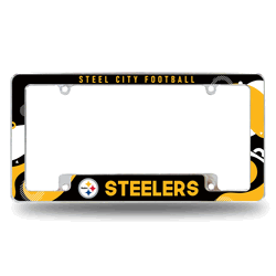 Pittsburgh Steelers Wave 12" x 6" Chrome All Over Automotive License Plate Frame