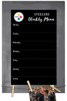 Pittsburgh Steelers Weekly Chalkboard with frame & clothespins 11x19 Sign