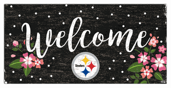 Pittsburgh Steelers Welcome Floral 6x12 Sign