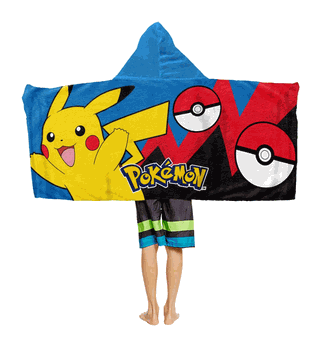 Pokemon Bounce And Bolt Hooded Youth Beach Towel 21 x 51 Inches